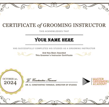 A picture of our Grooming Instructor Certificate a mastergroomersacademy.com
