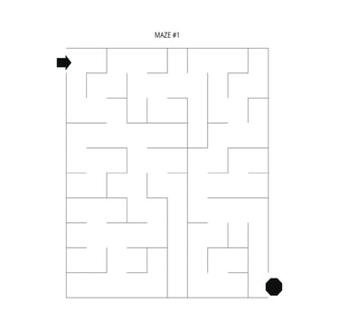 Sample maze puzzle page from Pencil Book brand showing an activity from inside the book