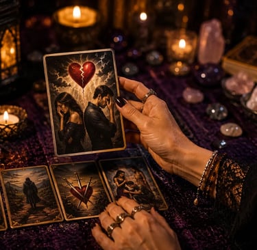 Cartas de tarot na mesa para jogo de consulta tarot traição amorosa
