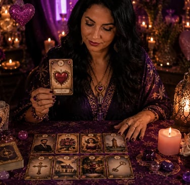 Cartas na mesa para consulta com taróloga baralho cigano do amor