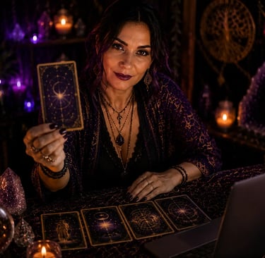 Pessoa usando smartphone para encontrar taróloga perto de mim