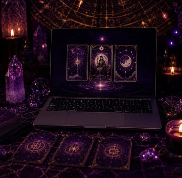 Carta de tarot do dia em leitura virtual interativa na internet