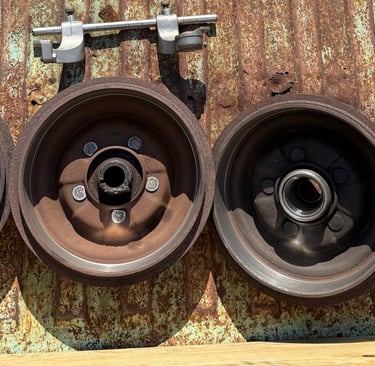 freshly machined Studebaker drums
