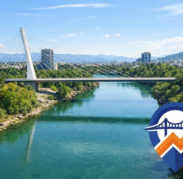 Millennium Bridge over the Morača River in Podgorica, Montenegro