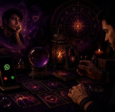Consulta de Tarot Ele Pensa Em Mim com revelações ao vivo por telefone ou WhatsApp