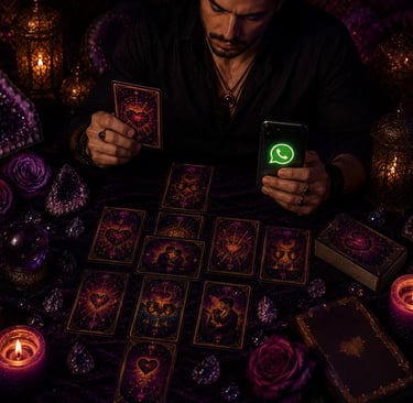 Consulta de Tarot pelo WhatsApp focada em amor e relacionamentos ao vivo