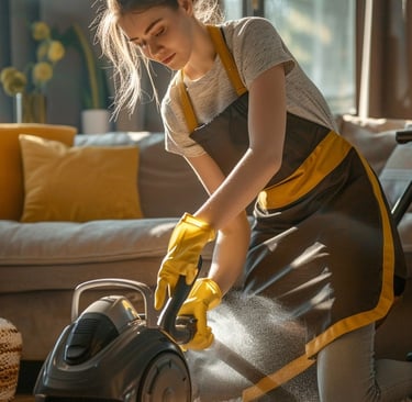 Personne utilisant du matériel professionnel pour un ménage en approfondi 