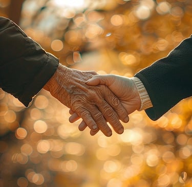 Poignée de mains symbolisant confiance et soutien pour un service de ménage aidé à domicile