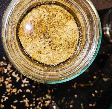 close up view of a jar of seeds and liquid