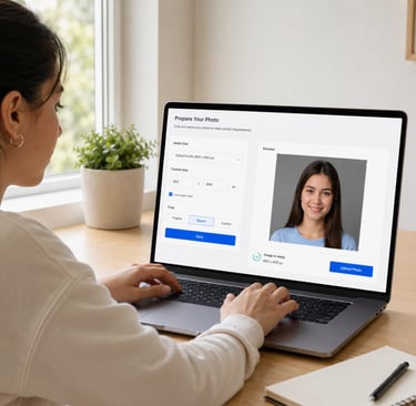 Student photo being resized on a laptop for a school portal upload