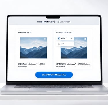 Person checking a large PNG file after editing and preparing it for upload with an image converter.