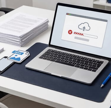 Person fixing unsupported file type error before uploading documents online