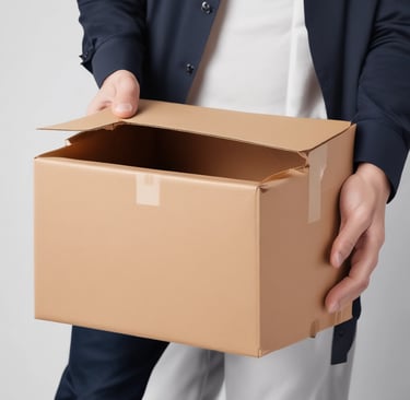 A Droptt driver handing a parcel to a smiling customer at a sunny outdoor market.