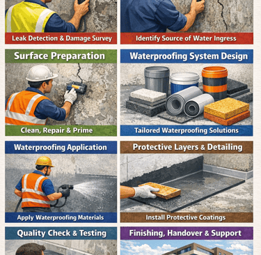 Waterproofing work procedure
