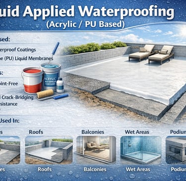LIQUID APPLIED ACRYLIC OR PU BASED WATERPROOFING