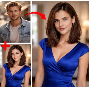 AI face swap when a man's face is swapped with woman's face