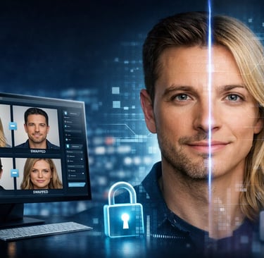 custom AI face swap sevices on a computer screen
