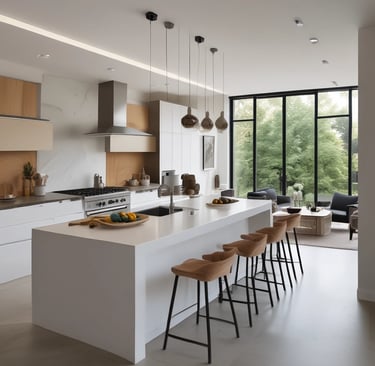 Interior of a bright, minimalist living room with clean lines and natural light.