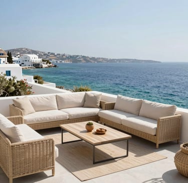 Rooftop terrace with panoramic views and lounge seating.