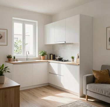Cozy bedroom with natural light and minimalist design.