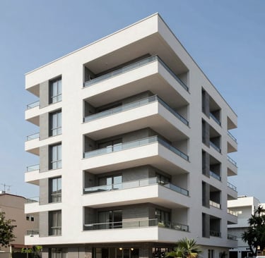 A sunlit modern apartment balcony overlooking the Athenian skyline.