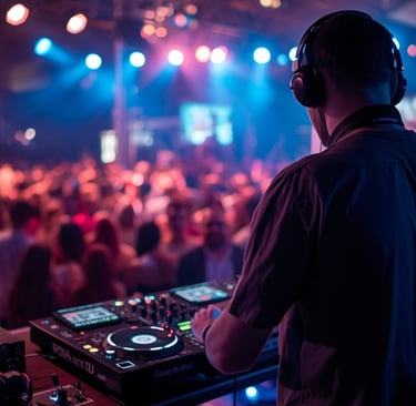 um DJ tocando em uma boate