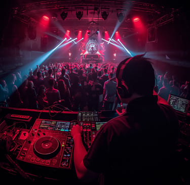 DJ profissional utilizando técnicas avançadas em evento