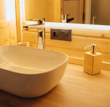 Tiny house bathroom white sink