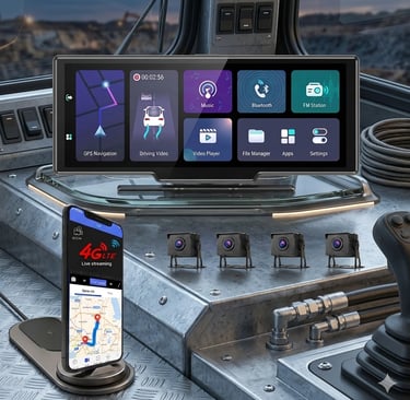 نظام مراقبة ذكي يدعم شبكات 4G LTE للبث المباشر وتتبع المسارات، مع شاشة تحكم تفاعلية و4 كاميرات لرصد 