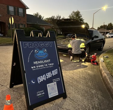foggy mobile headlight restoration in New Orleans