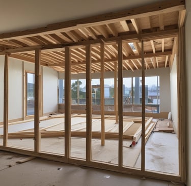 Construction phase showing sturdy framing and groundwork on a Sydney custom build site.