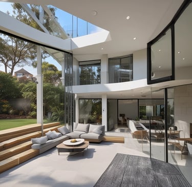 A beautifully finished modern single-storey home with clean lines and lush landscaping in Sydney.