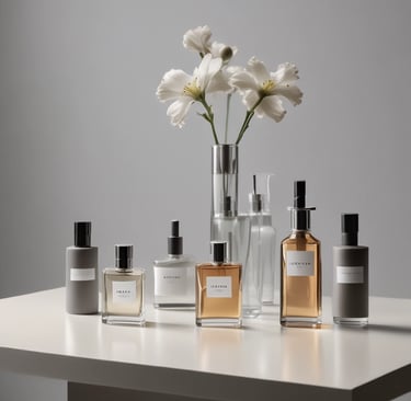 Close-up of eco-friendly cleaning products arranged neatly on a wooden shelf