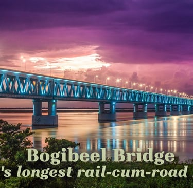 Explore the beautiful night view of Bogibeel Bridge with Dibrugarh Taxi 24×7,