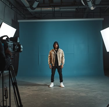 produção de videoclipe em estúdio audiovisual no Porto com artista e equipa profissional