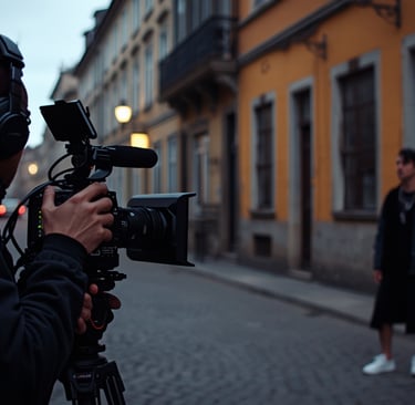 Produção de videoclipe profissional em Braga com equipa técnica e iluminação de estúdio