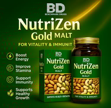 alt="Nutrizen Gold Malt nutritional health malt for strength and energy by Benchmark Drugs"