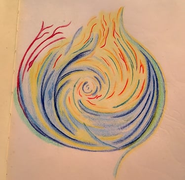 colour pencil on paper, into the vortex 
