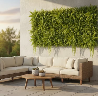 Artificial boxwood hedge wall for modern backyard design
