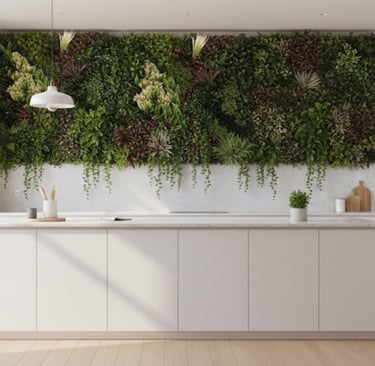 Custom artificial ivy design for pool area privacy.