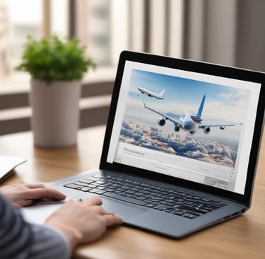 Close-up of a laptop screen showing a flight booking confirmation page.