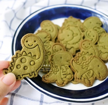 gluten free matcha cookies dinosaurs