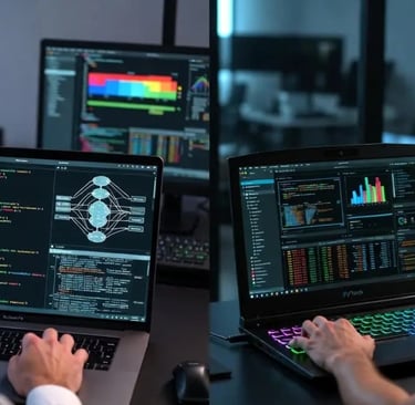 Best laptops for AI development and machine learning in 2026 showing MacBook Pro M5 Max and RTX 5090