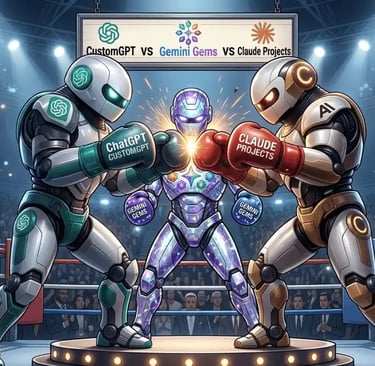 Claude Projects vs Gemini Gems vs ChatGPT Custom GPTs for students 2026 comparison