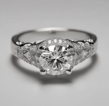 a diamond ring with a diamond set in white gold