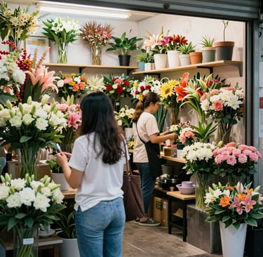 Close-up of a sleek smartphone displaying a smart assistant chat interface with futuristic blue and gold accents.