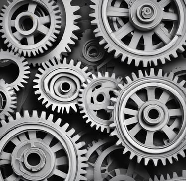 Stack of PA 6G plastic components neatly arranged on a clean industrial workbench.