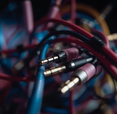 a bunch of wires and wires connected to a speaker