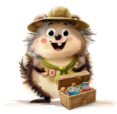 Tumbleberry Hedgehog by treasure chest