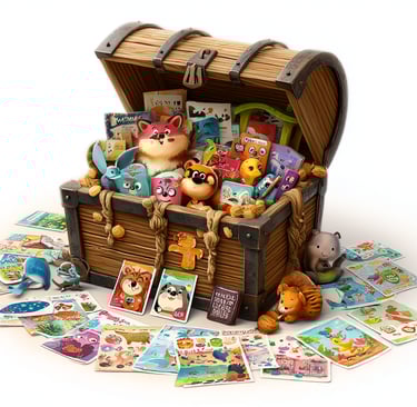treasure chest of toys and treats